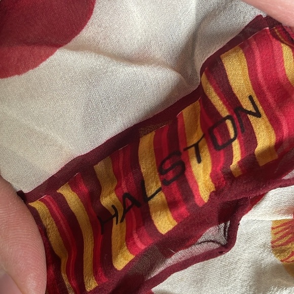 (2) Vintage Halston & Casual Floral Silk Bohemian Paisley Scarf Hair Wrap - Picture 7 of 10